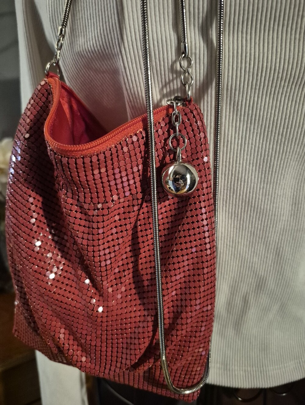 The Limited Red Metallic Mesh Mini Crossbody - Picture 6 of 6